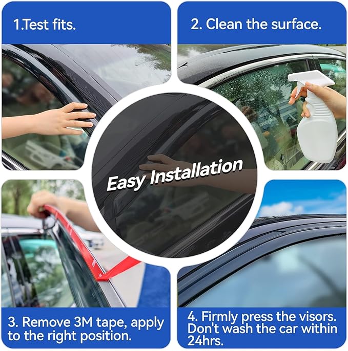 Window Visors Rain Guards for Toyota Corolla 2014-2019, Out-Channel Window Vent