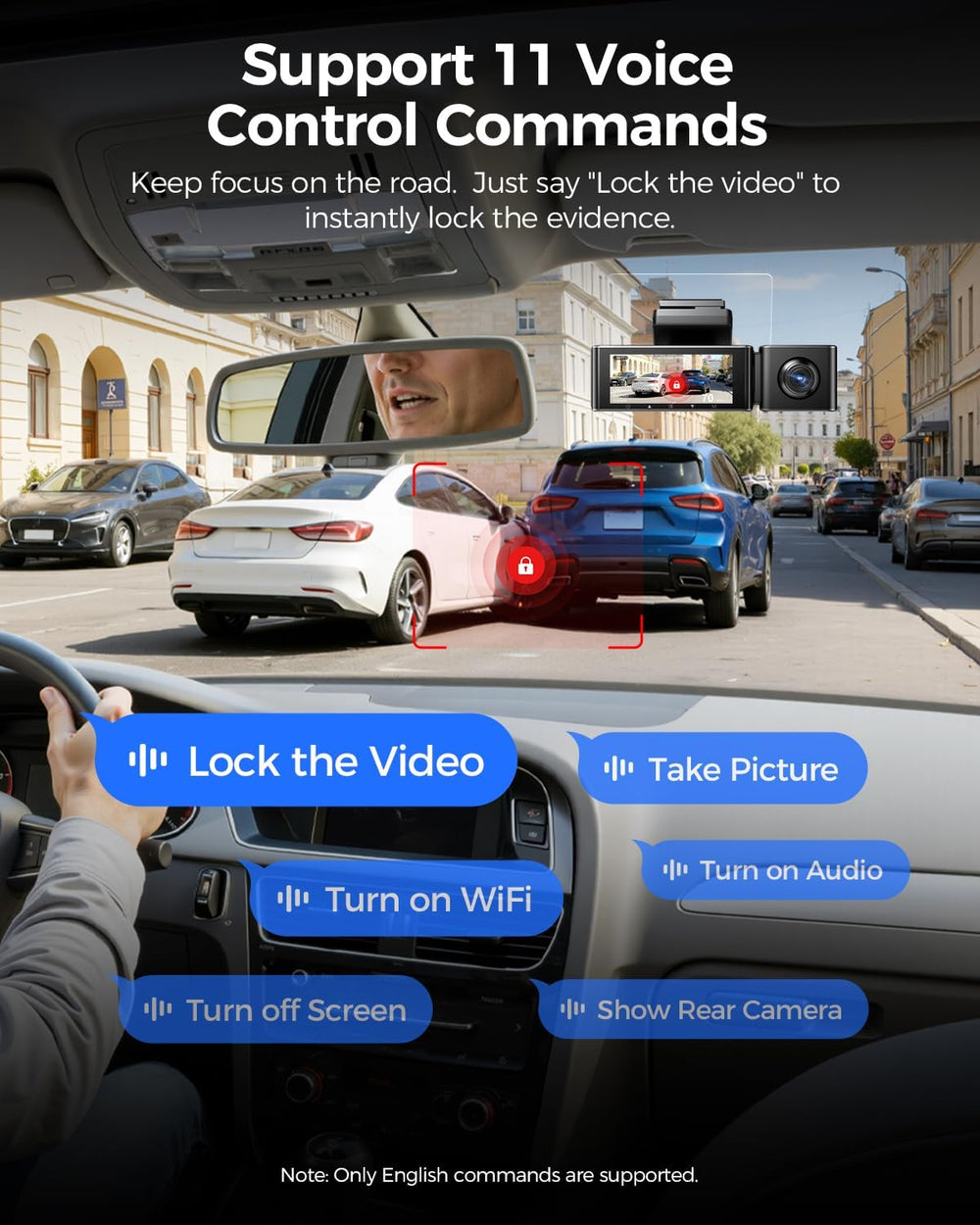 AZDOME 3 Channel Dash Cam Front and Rear Inside, 4K+1080P+2.5K ADAS Dash Cam,...