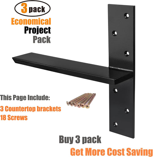 (3-Pack) Free Hanging T Shelf Bracket, Solid Heavy Duty Floating Bracket