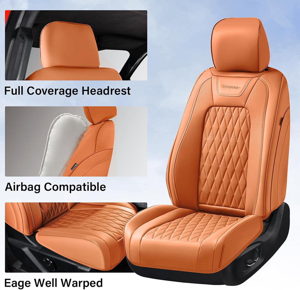 Coverado Premium Leather Full Set Seat Covers Waterproof Heavy-Duty Protector...
