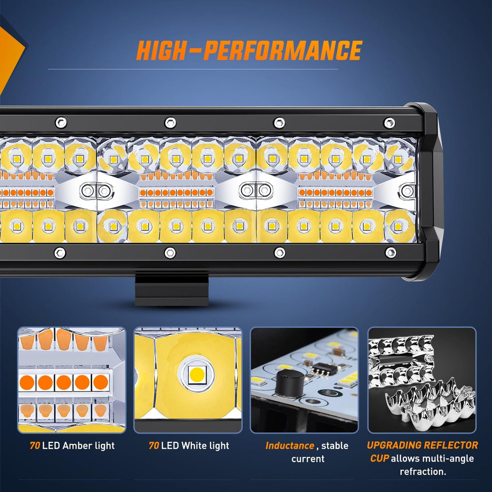 Nilight 20Inch Off-Road LED Light Bar White Amber 3 Lighting Modes