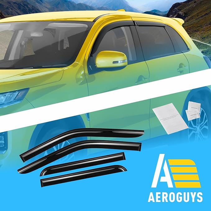 Extra Durable Window Deflectors Tape-On Window Visors Rain Guards Fit (4pcs)