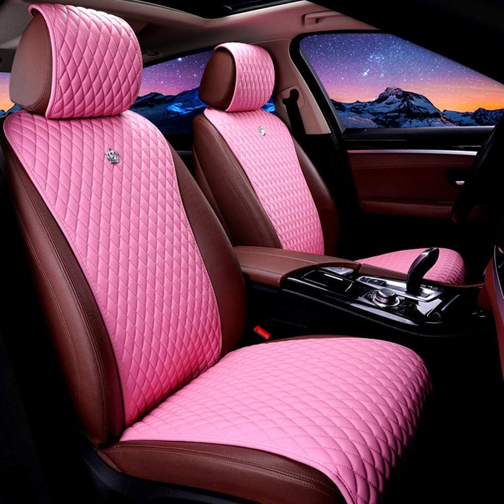 Red Rain Pink Car Seat Covers Leather Universal Seat Covers Full Set
