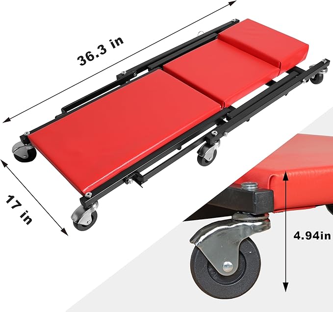 TCE 36" Rolling Foldable Automotive Creeper, 2-in-1 Garage Shop Creeper