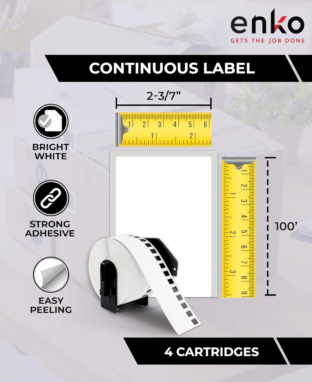 enKo DK-2205 12 Rolls Continuous Direct Thermal Labels | 2.4 in x 100 ft