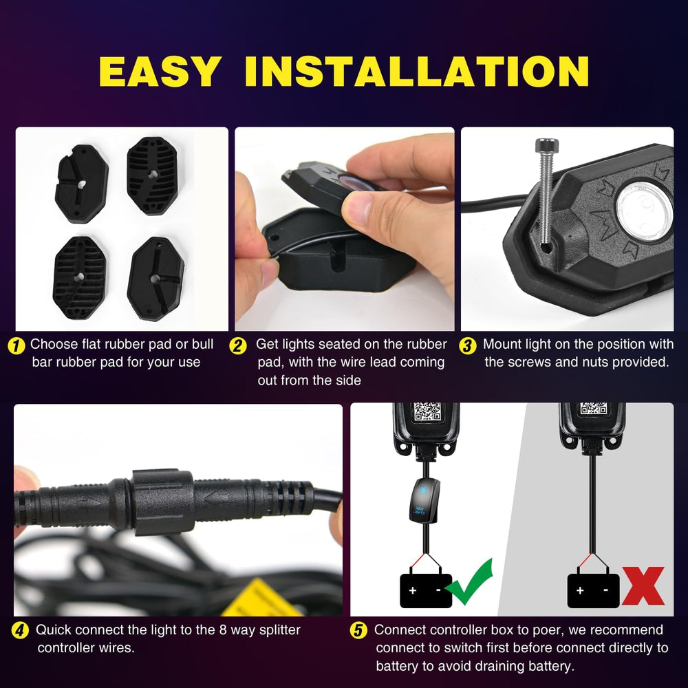 Nilight RGB LED Rock Lights Kit 10 Pods Underglow Multicolor Neon Pod