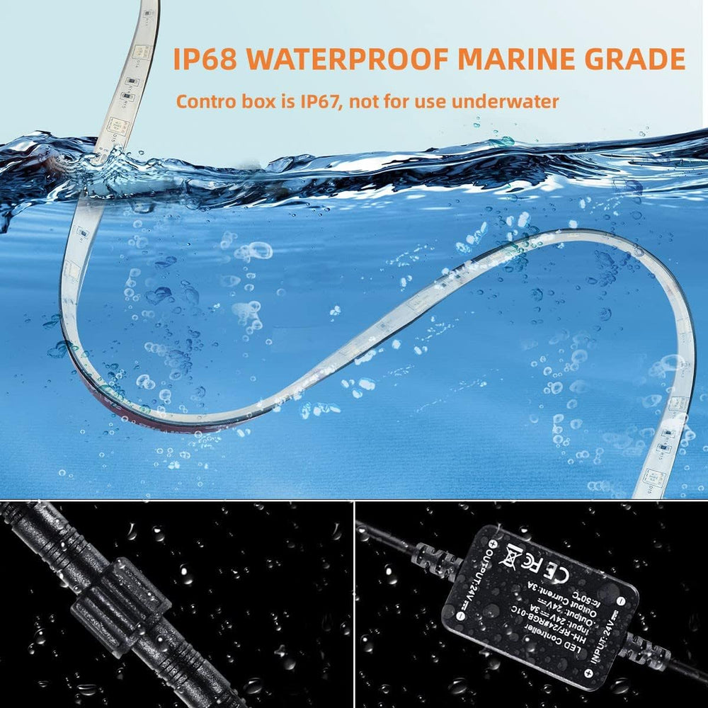 Marine Submersible Boat LED Strip Lights, 50FT IP68 Waterproof
