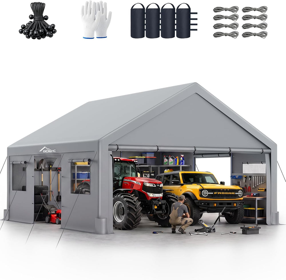ACEPIC Upgraded Carport Heavy Duty 20x20, Drive Through Portable Garage