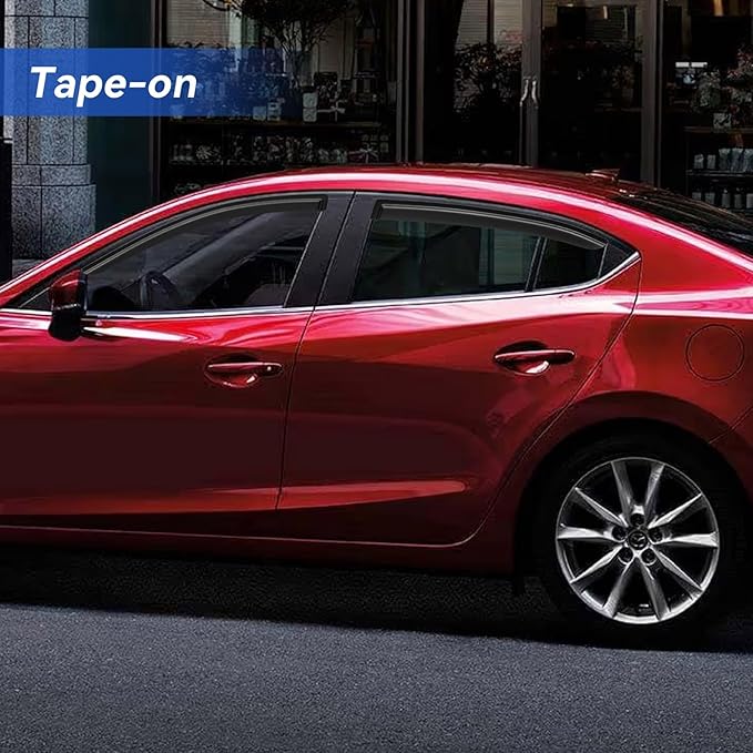 Window Visors Rain Guards for 2014-2018 Mazda 3 Sedan, Out-Channel Window Vent