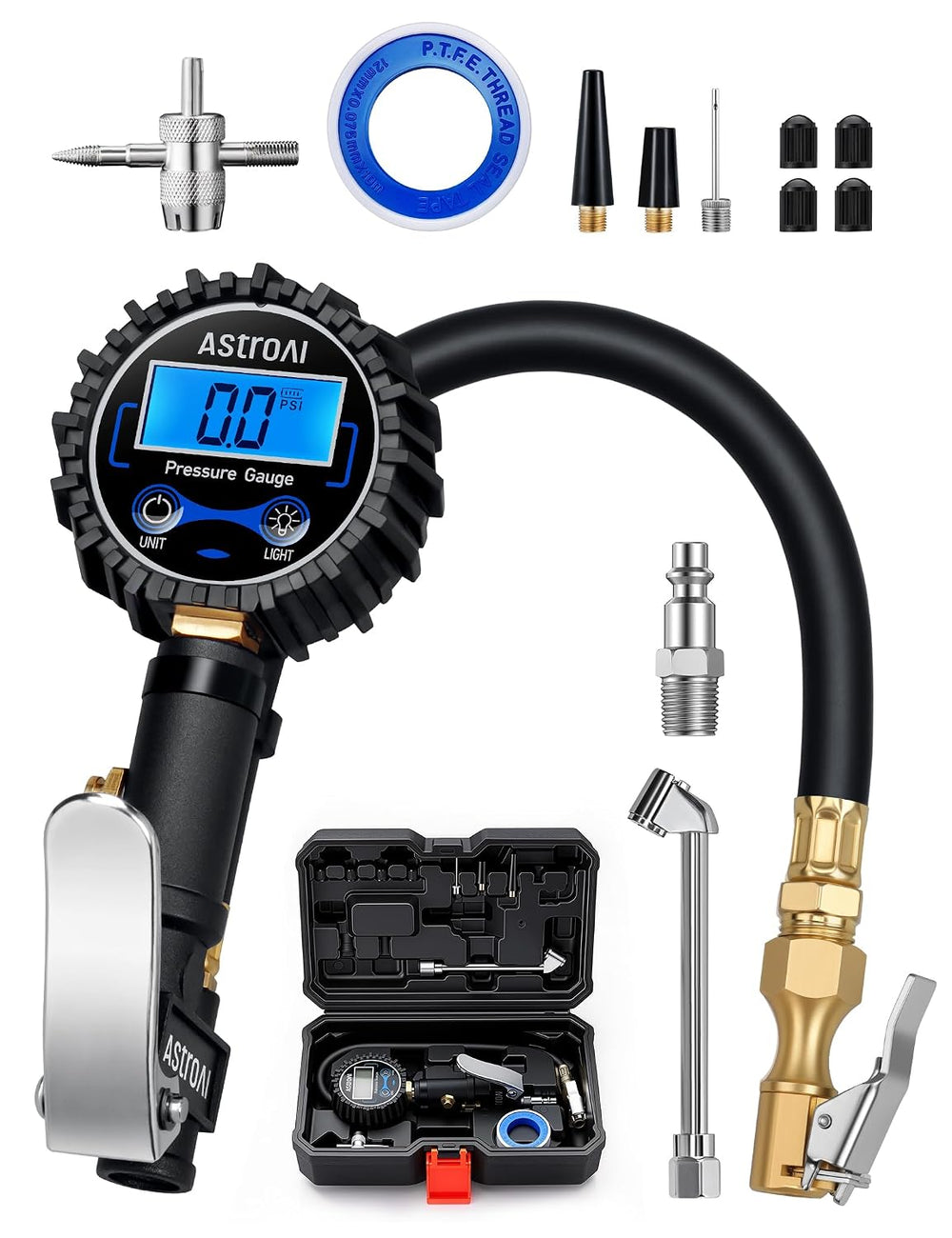 AstroAI Digital Tire Pressure Gauge with Inflator, 3-250 PSI ±1% Precision
