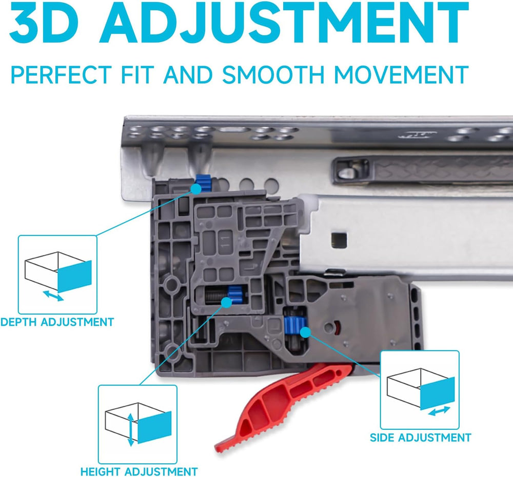 Hitess 6 Pair 18 Inch Undermount Soft Close Drawer Slides Full Extension