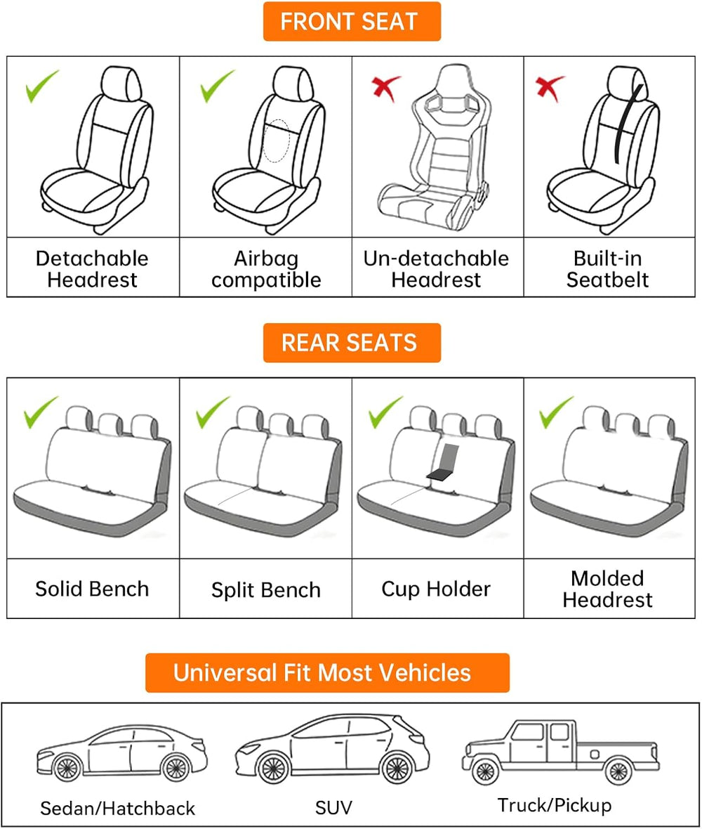 Beige Car Seat Covers Full Set Universal 5-Seater Full Coverage
