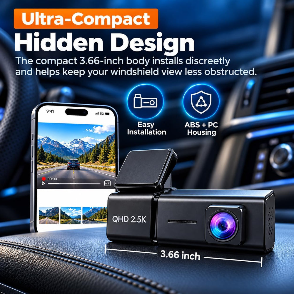 Dash Cam Front Camera for Cars, 2.5K WiFi Dash Cam, 1.47" Screen, 256GB ...