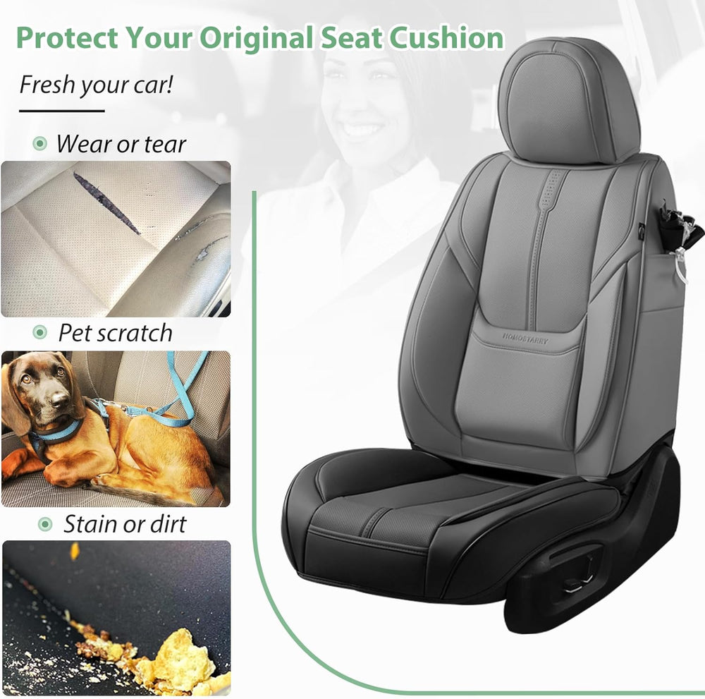 2 Pack Leather Front Car Seat Cover Bottom Only Universal Black