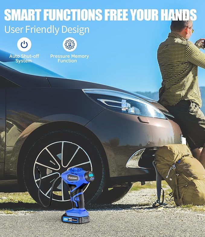 AVID POWER Cordless Tire Inflator Portable Air Compressor, 20V Rechargeable
