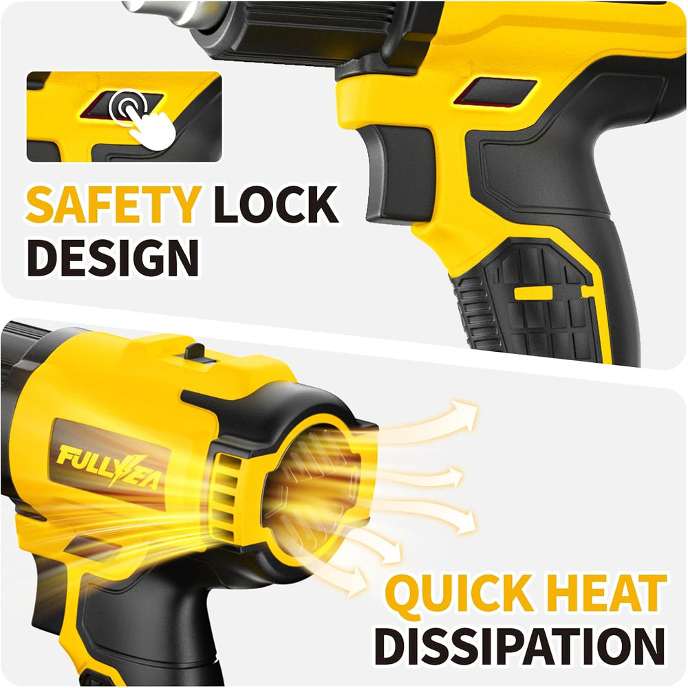 FULLYEA Cordless Heat Gun Max 1022℉, Portable Kit with 2x4.0Ah Batteries