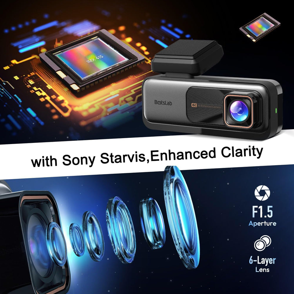 BOTSLAB 4k Dash Cam Front and Rear, 24/7 Parking Monitor with Hardwired Kit, ...