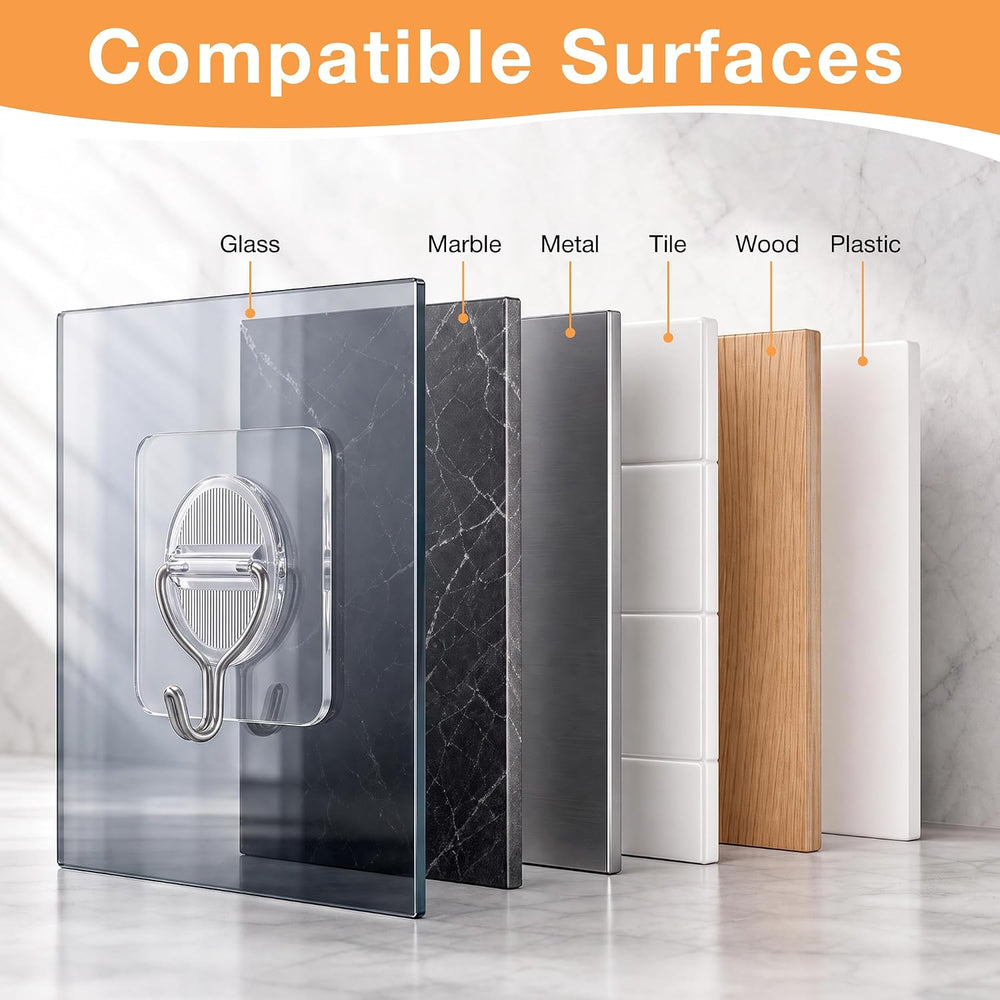 Clear Adhesive Wall Hooks Heavy Duty Hanging Sticky-100 Pack
