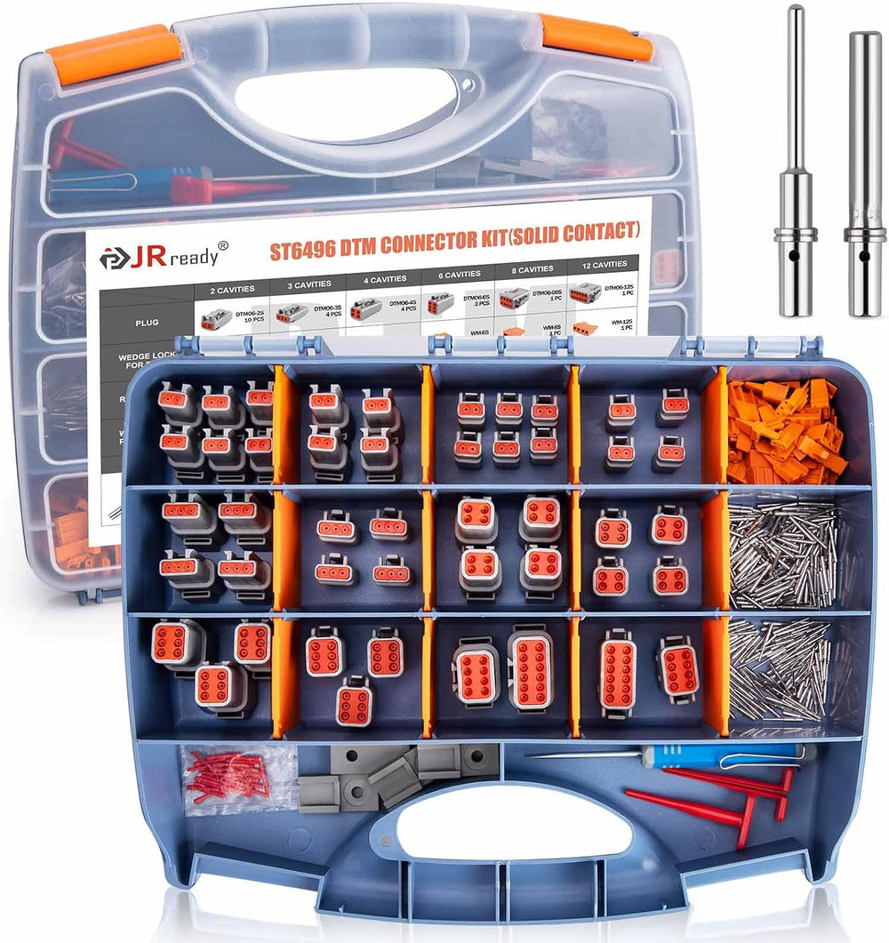 JRready ST6496 Deutsch DTM 2/3/4/6/8/12 Pin Connector Kit, Solid Contacts