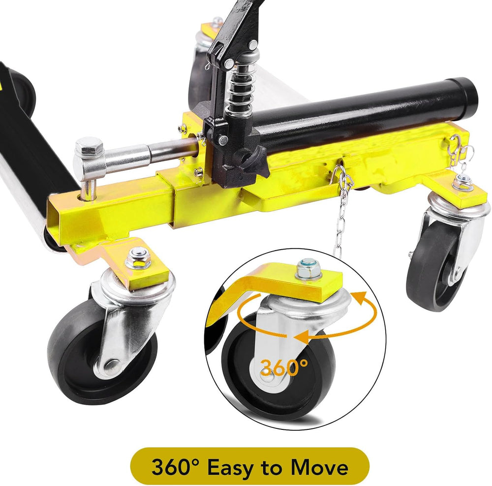 4PC Wheel Dolly, 1500LBS Capacity Car Dolly with Hydraulic Tire Jack for Vehi...