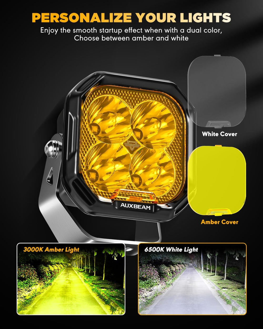 Auxbeam Color Play Series 3 Inch LED Pod Lights with DRL & Turn Signal