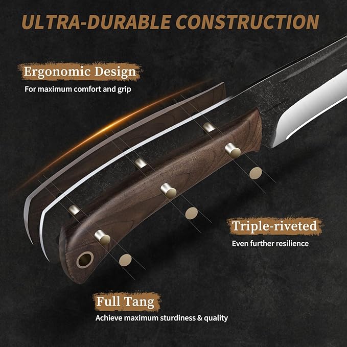 Butcher Knife Set 3-Piece, Super Sharp Hand Forged Fillet Knife & Dividing