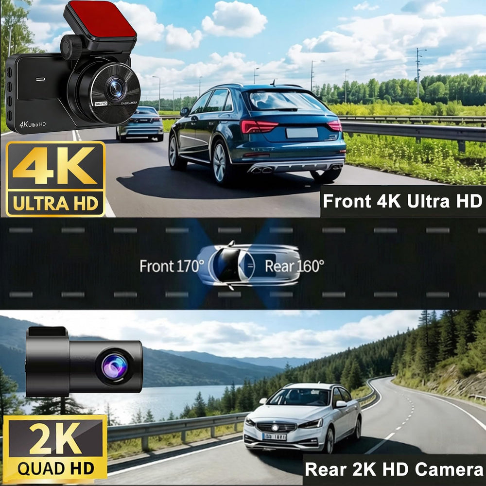 Dual Dash Cam Front and Rear, 4K+2K Dash Camera for Cars, Front Rear Dashcam ...