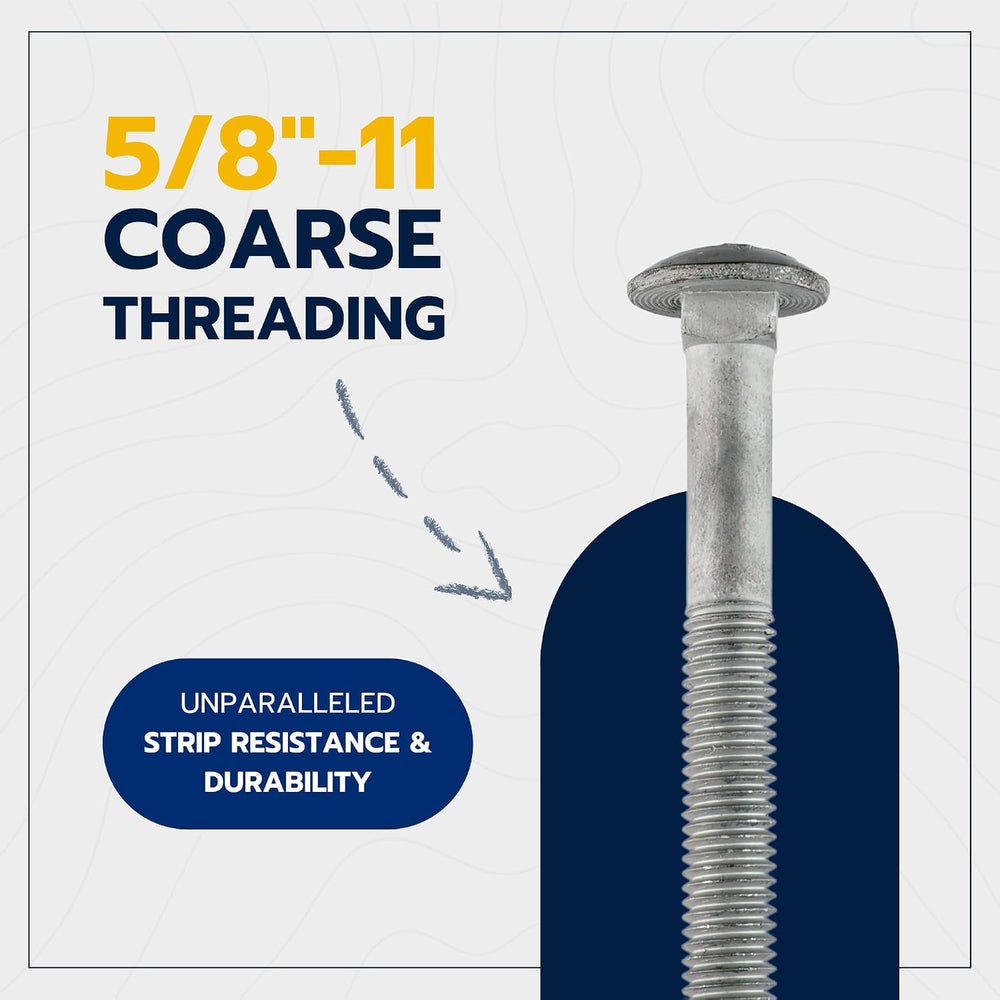 5/8" x 8" (25 pk) Hot Dip Galvanized 307A Carriage Bolt, Washer, Nu...