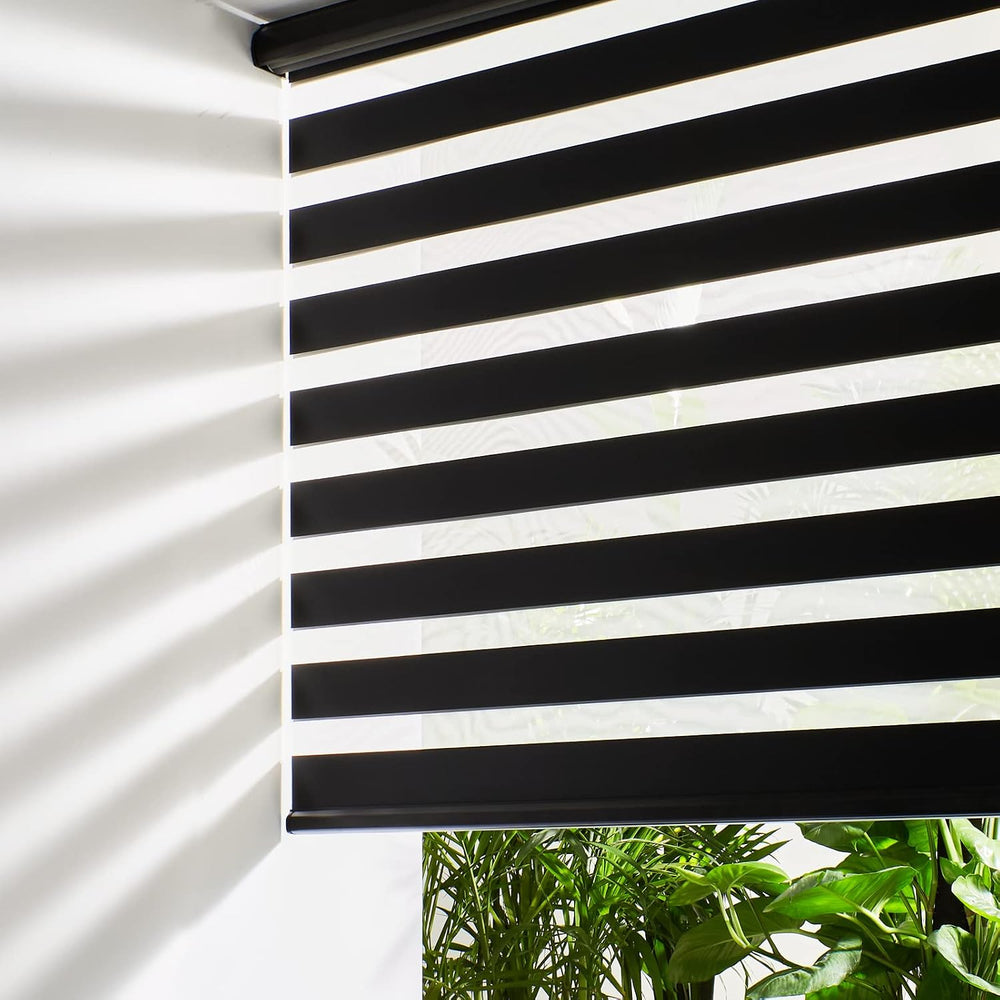 Persilux Cordless Zebra Blinds for Windows Free-Stop Windows Shades Dual Layer