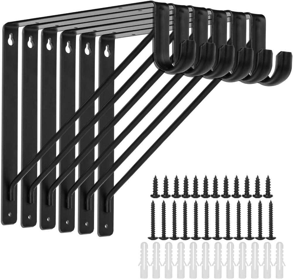6PACK Closet Shelf Rod Bracket 11"x11", Heavy Duty Closet Rod Support