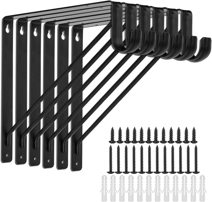 6PACK Closet Shelf Rod Bracket 11"x11", Heavy Duty Closet Rod Support