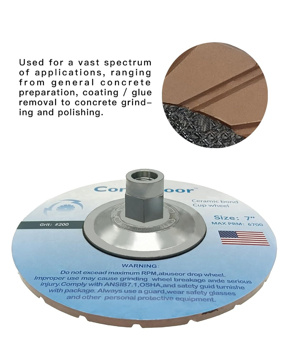 Concrete Grinding Cup Wheel 7" Ceramic Diamond Cup Wheel for Floor Grind...