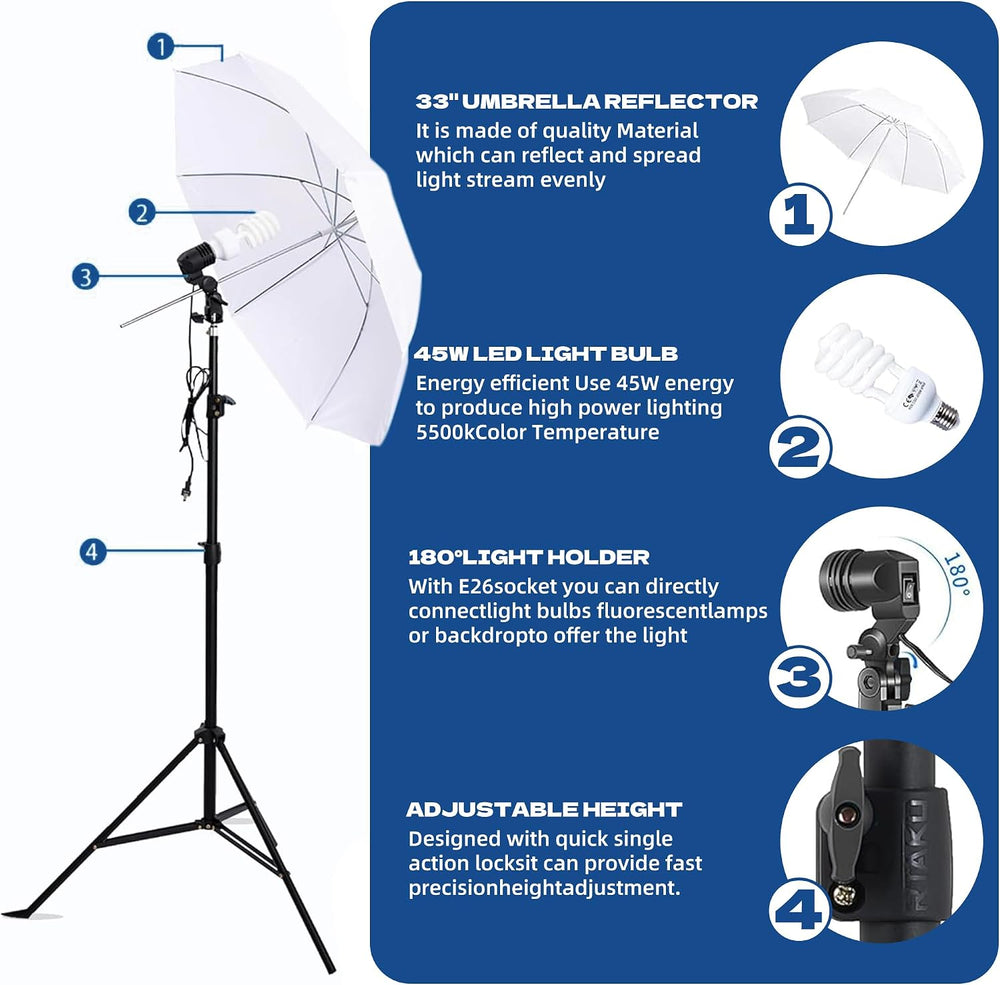 Photography Softboxes Kit with 8.6x10ft Backdrop Stands