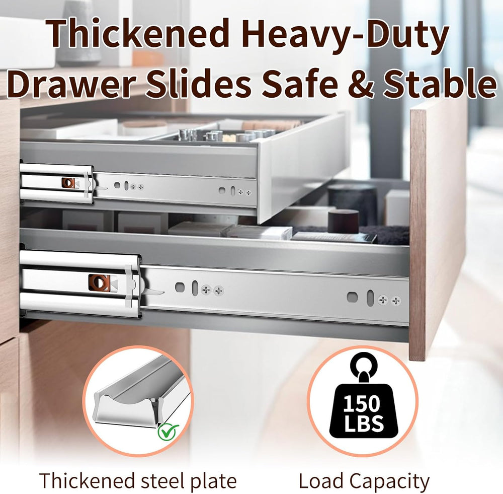 22" Soft Close Drawer Slides, Stainless Steel Full Extension Side Mount ...