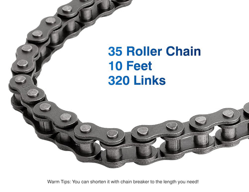 #35 Roller Chain 10 Feet -320 Links #35 Chain with Chain Breaker & 5 Connecting Links for Go Karts, Motorcycles, Mini Bikes, Bycicles, Other Home and Industrial Machinery