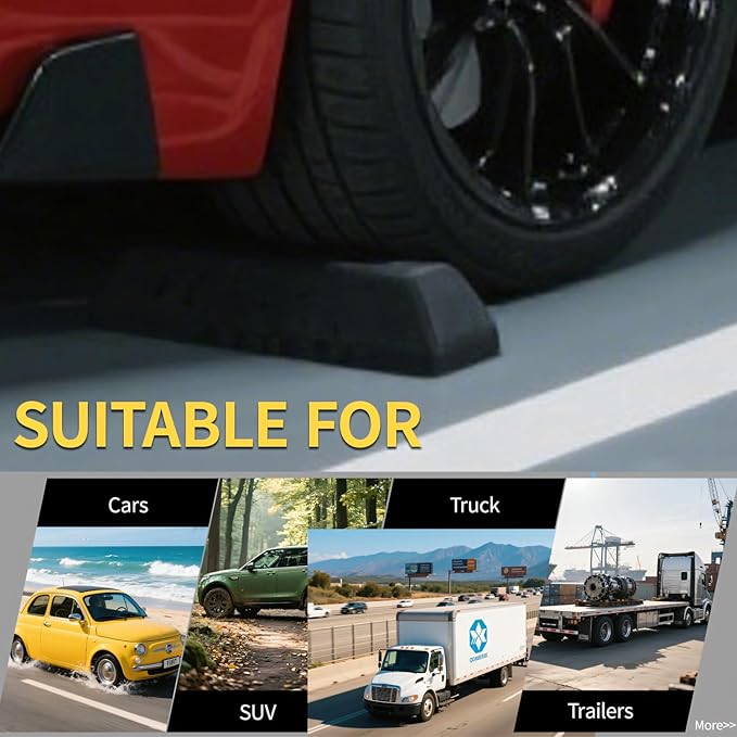Parking Stopper for Garage Floor, Heavy Duty Rubber Car Wheel Curb Stoppers (...