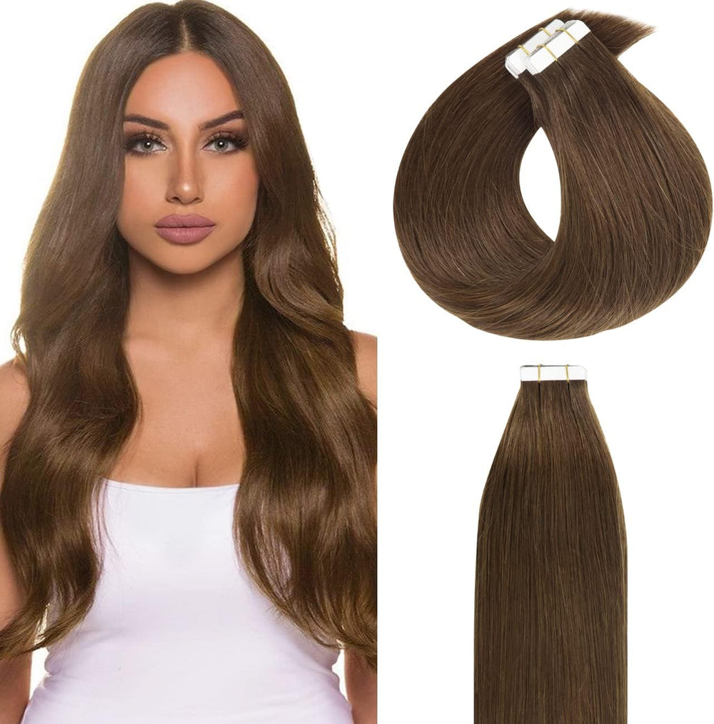 Lacer 22 Inch Tape In Extensions Chocolate Brown Color