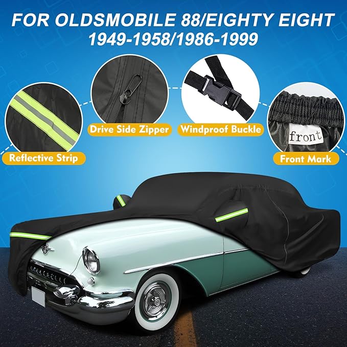 QUNSUNUS Waterproof Car Cover for Oldsmobile 88 1949-1958/1986-1999, Outdoor