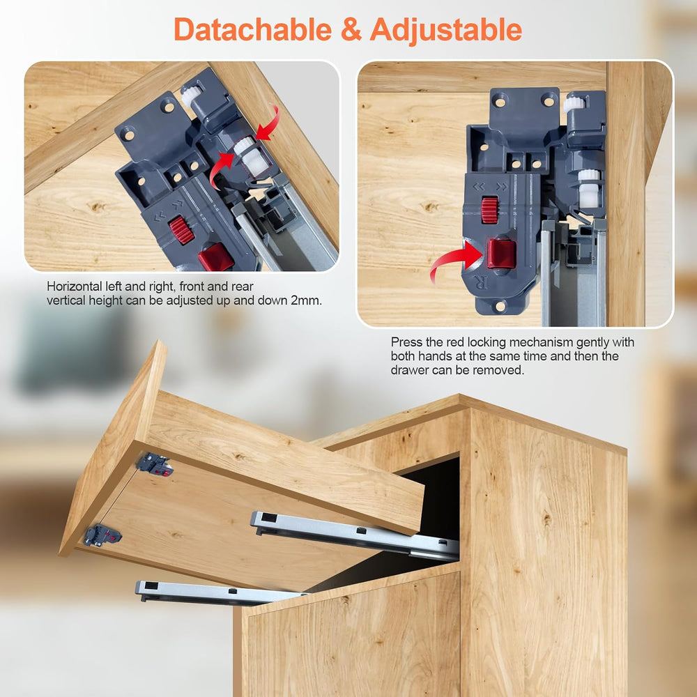 21 Inch Undermount Soft Close Drawer Slides Full Extension Concealed Bottom M...