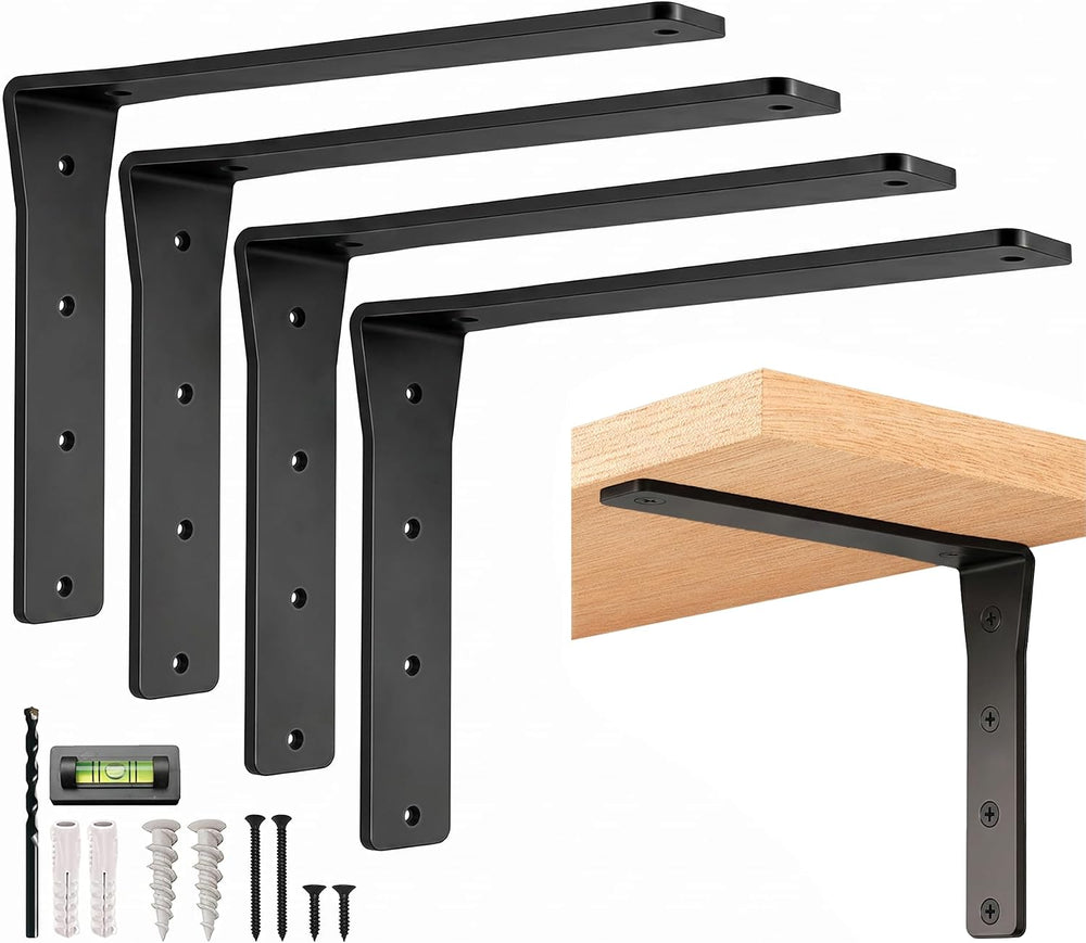 4 Pack Heavy Duty Shelf Brackets 16 Inch by Balin Designs – Decorative L Brac...