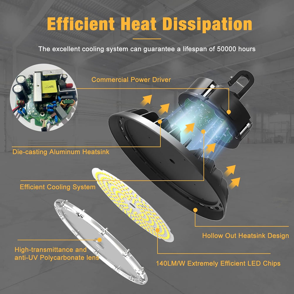 UFO LED High Bay Light 100W 8Pack, High Bay LED Shop Lights 14,000LM Dimmable...