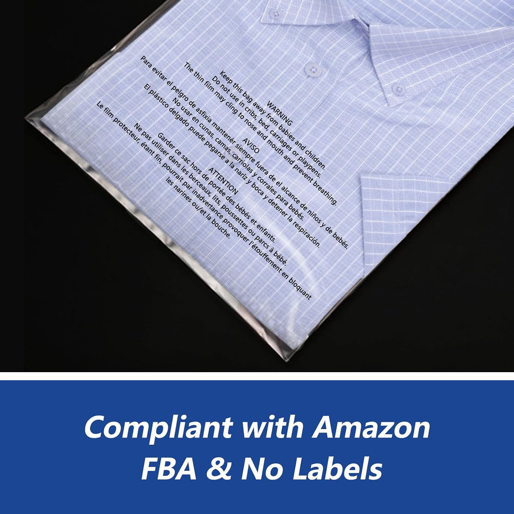 10" x 13" (1000 Count) Clear Poly Bags with Suffocation Warning