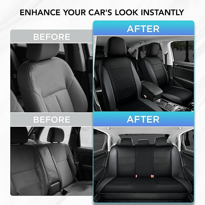 Road Comforts Leather Seat Covers, Breathable Car Seat Covers Full Set