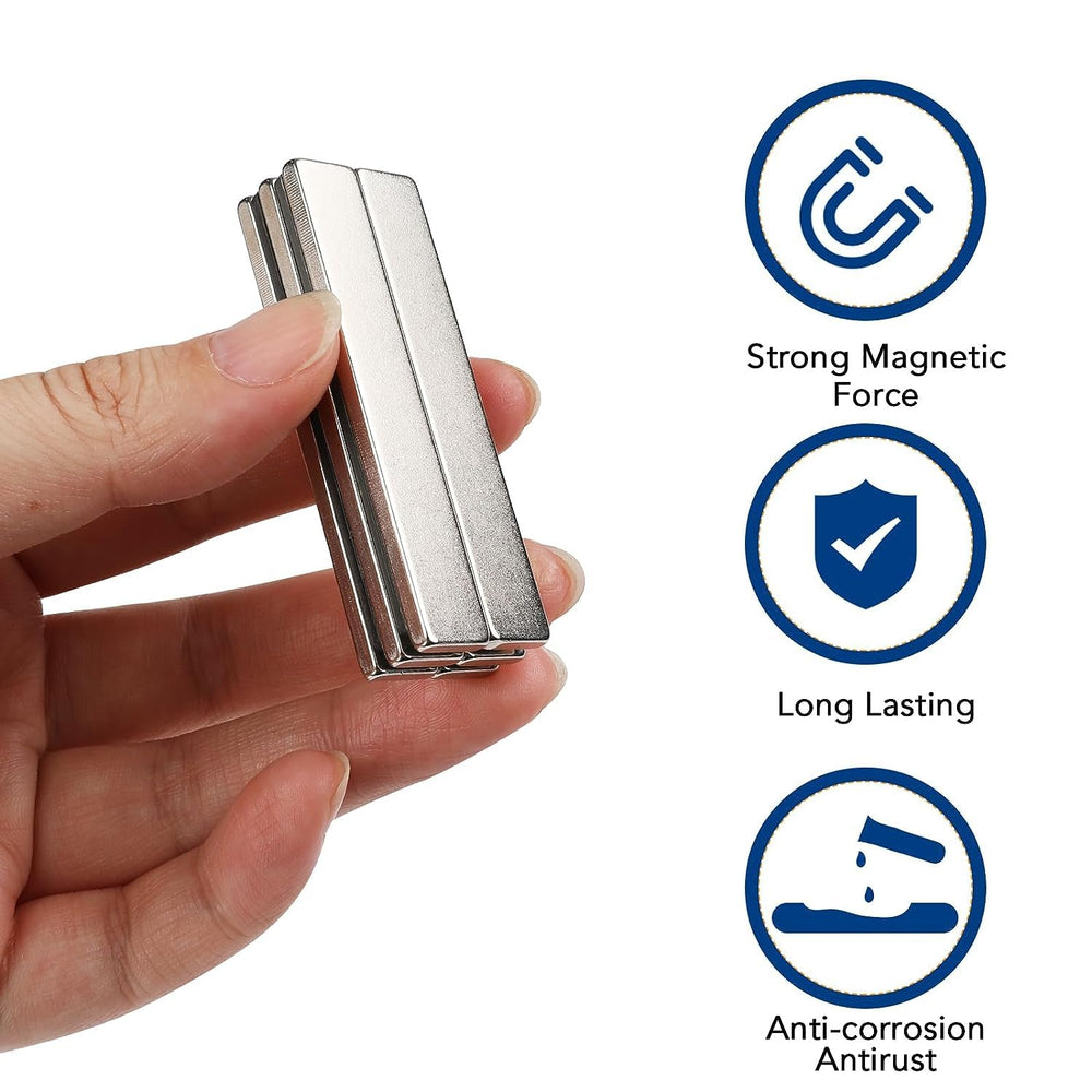 TRYMAG Strong Neodymium Magnets with Adhesive Backing, 50 Pack, 60x10x3 mm