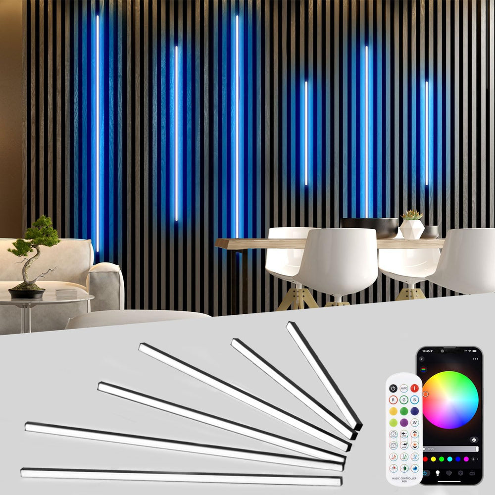Lichaser RGB Black LED Strip Light for Wood Slat Wall Panel, 6 Pcs WiFi Smart...