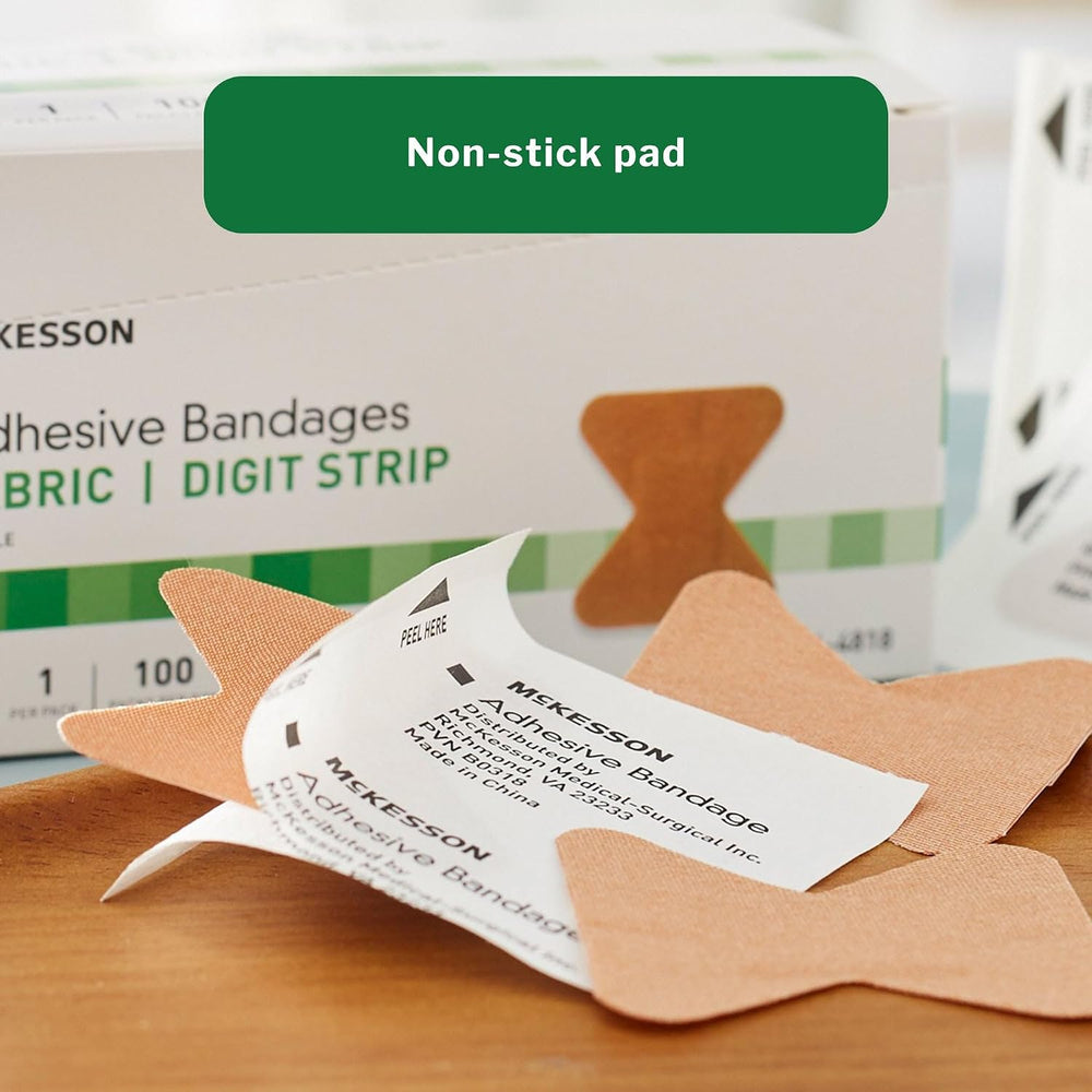 McKesson Adhesive Bandages, Sterile, Fabric, Tan, Small, 1.7 x 2 in, 100 ct