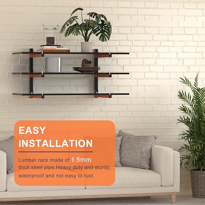 Lumber Rack Wall Mount, Lumber Storage Rack, Heavy Duty Wood Storage Racks (6...