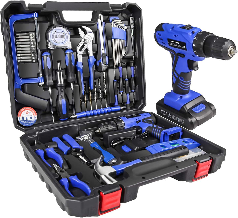 jar-owl 21V Tool Set with Drill, 350 in-lb Torque, 0-1350RMP Variable Speed, ...