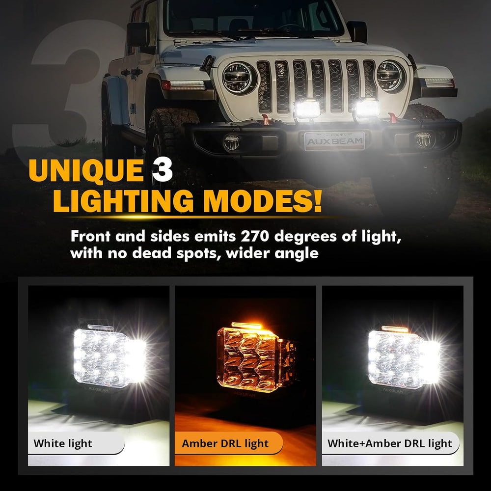 Auxbeam V-MAX Series 5" 168W LED Cube Pod 270° Side Shooter Fog Light Pods