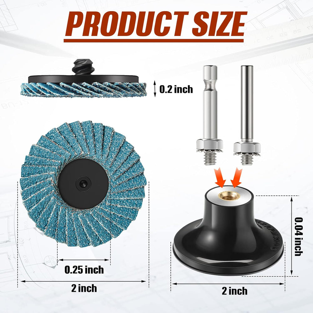 Chengu 48 Pcs 2 Inch Die Grinder Flap Disc with Pad Holde